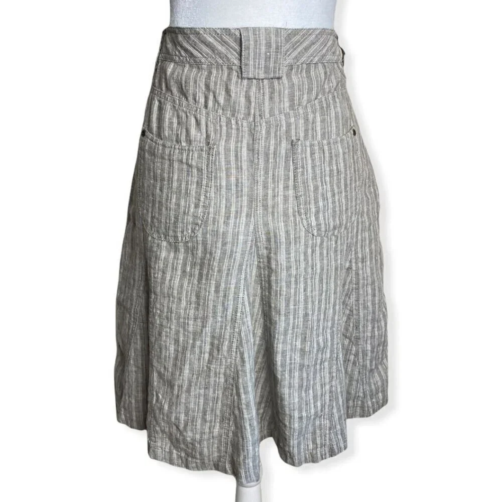 Marks & Spencer 100% Flax Linen Flared Skirt in Coffee Womens Sz UK12/US 14